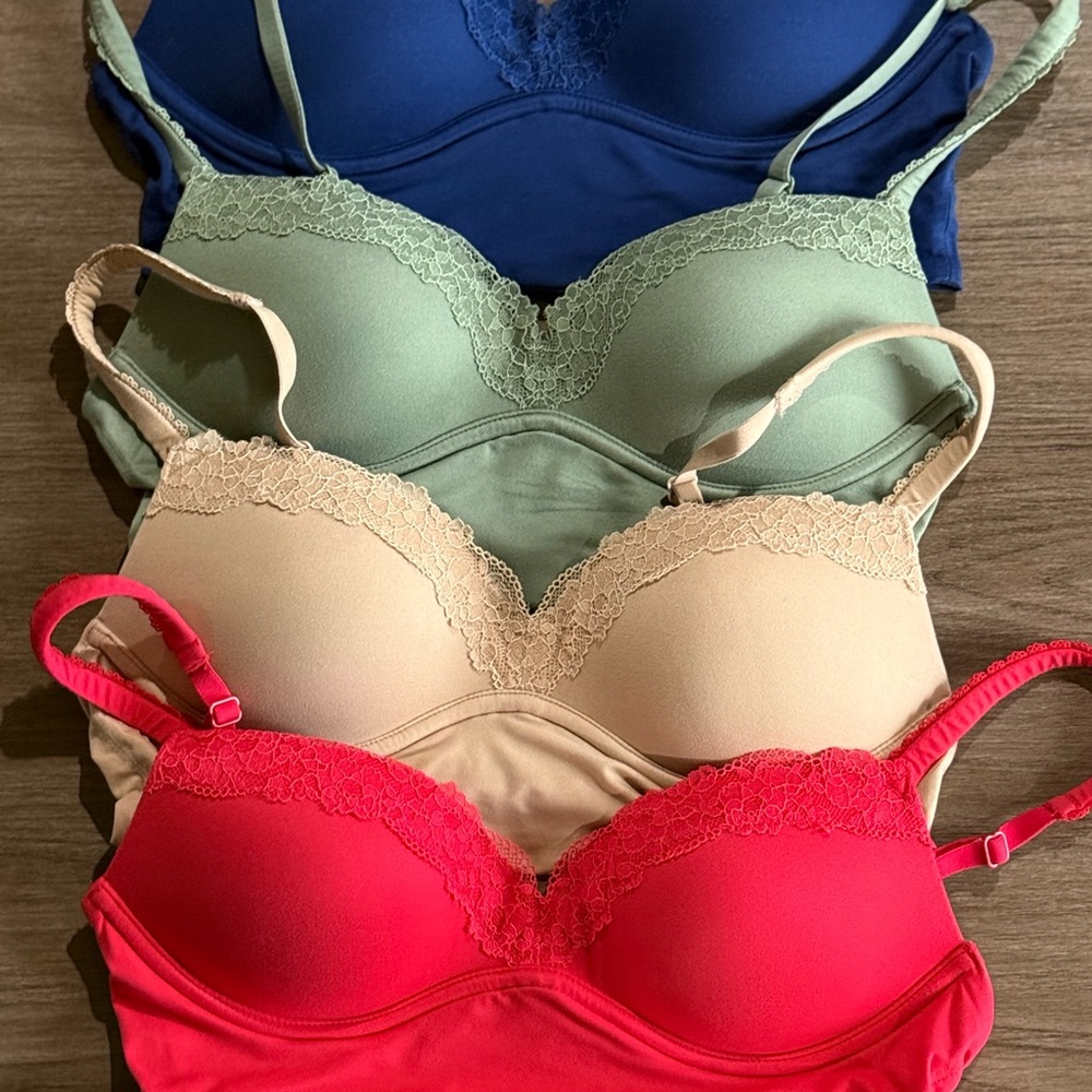 Victoria's Secret Lace Trim Bras - Blue, Green, Beige, Red